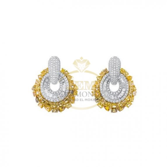 Fancy Vivid Orangy Yellow Diamond Earrings